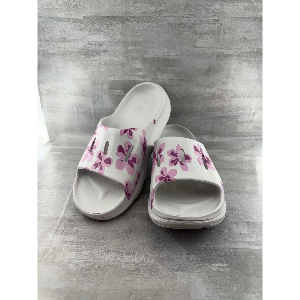 Hoka Ora Recovery Slide 3 White Purple Floral Men Size 11 Sandals 1135061